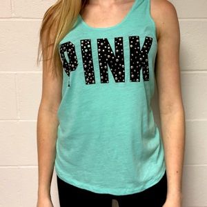 PINK racer back tank. XS. Blue-green color